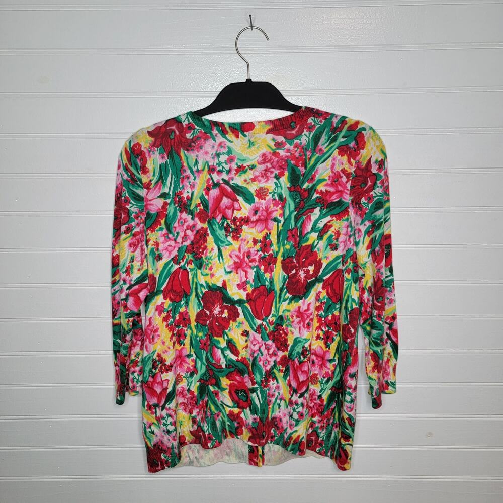 Talbots Floral Cardigan in Red, Green, Yellow, Pink - Picture 4 of 10